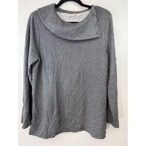 Chicos Extra Soft Grey Mid weight‎ Top With Unique Collar Size Chicos 2